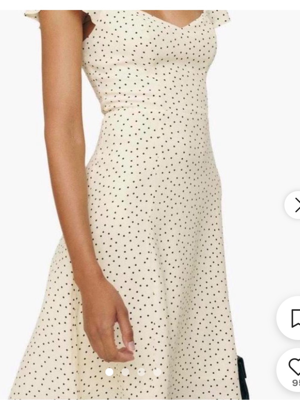 Reformation Cream Polka Dot Midi Dress